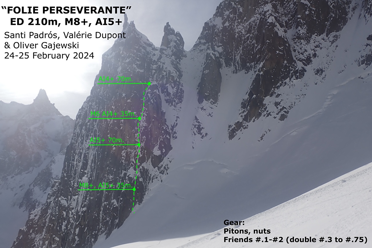 Capucin du Requin, Envers des Aiguilles, Mont Blanc, Valérie Dupont, Oliver Gajewski, Santiago Padrós