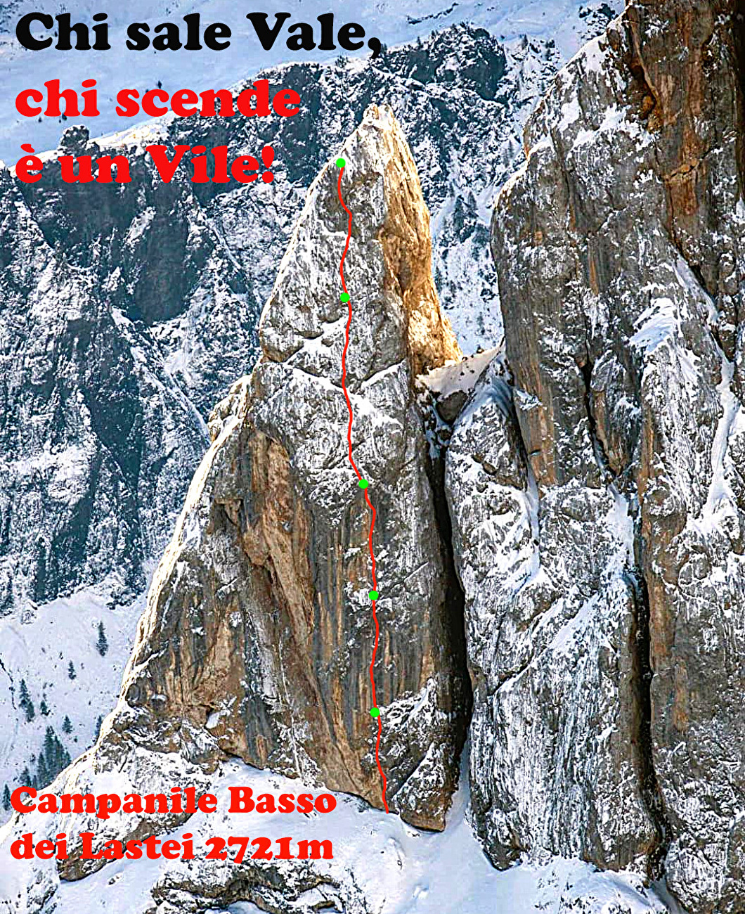 Campanile Basso dei Lastei, Pale di San Martino, Dolomites, Rolando Larcher