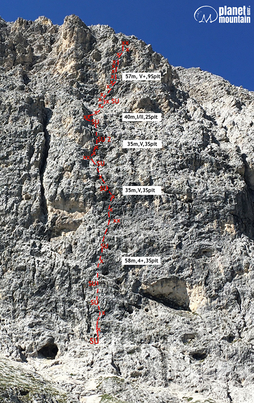 Mal di Destra, Croda dell'Alpe, Molignon, Catinaccio, Dolomiti, Walter Gebert, Luca Veneri 