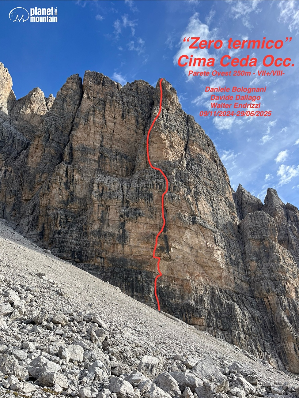 Cima Ceda Occidentale, Brenta Dolomites, Daniele Bolognani, Davide Dallago, Walter Endrizzi