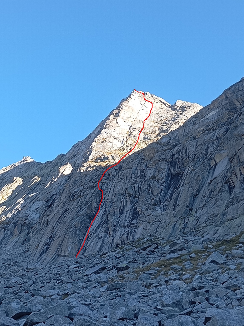 Il tracciato di Tempo che sfugge, Punta Alessandro, Massiccio dell'Adamello