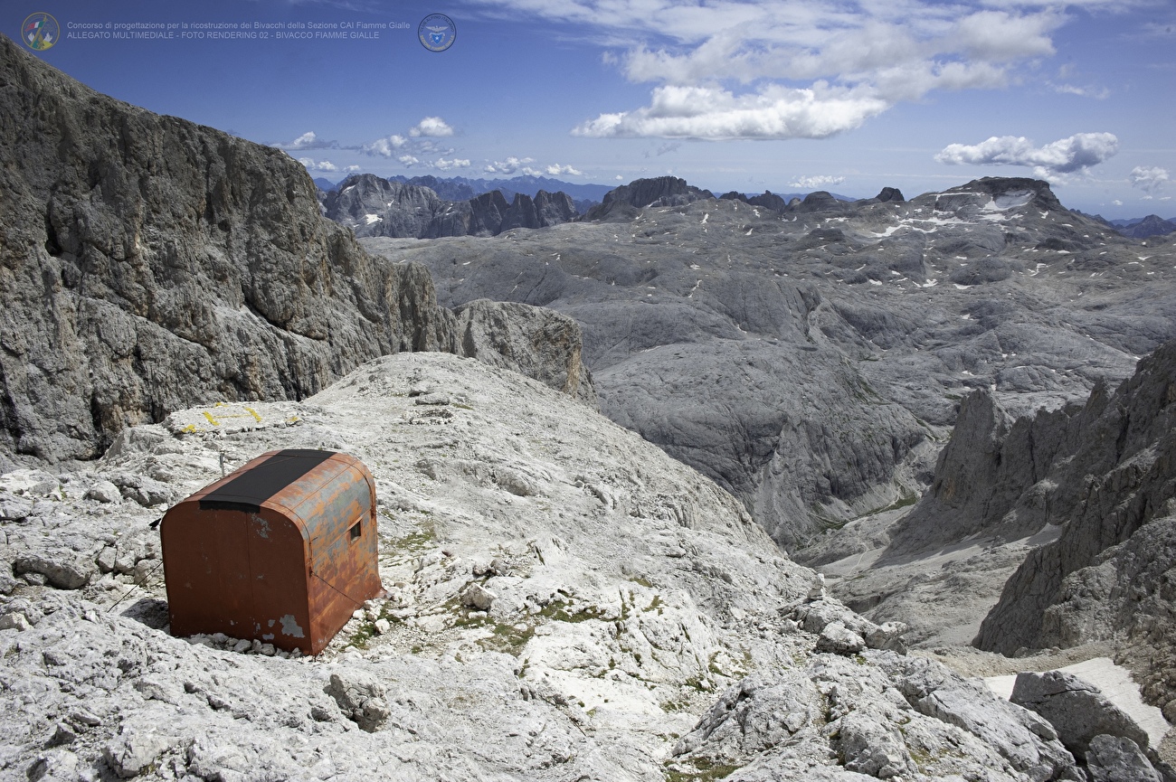 Bivacco Fiamme Gialle di Cimon della Pala, Pale di San Martino