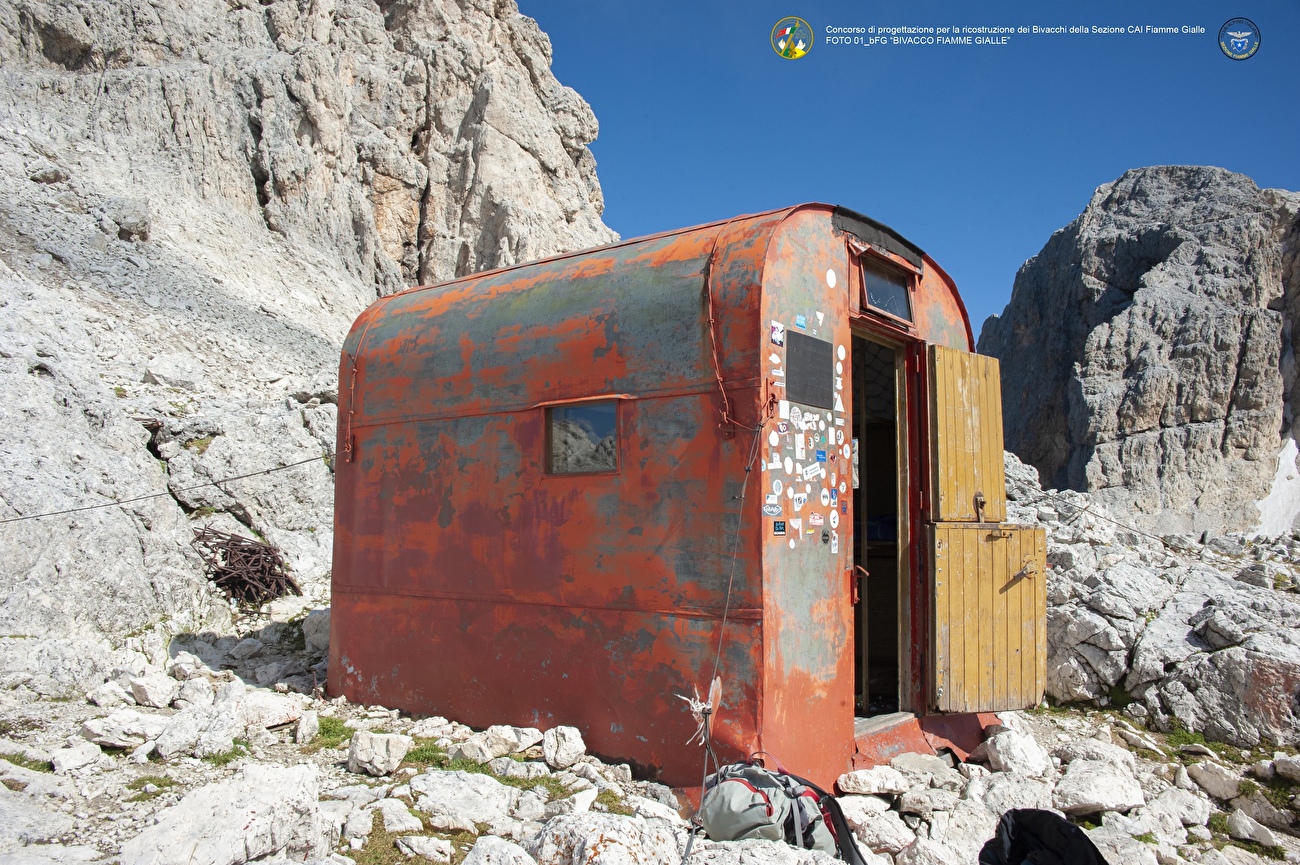 Bivacco Fiamme Gialle di Cimon della Pala, Pale di San Martino, Dolomites