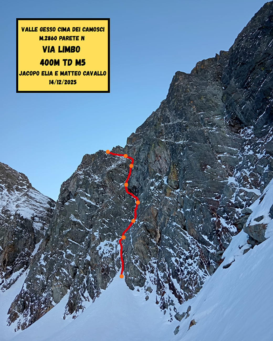 Limbo Cima dei Camosci, Valle Gesso Marittime Alps, Matteo Cavallo, Jacopo Elia