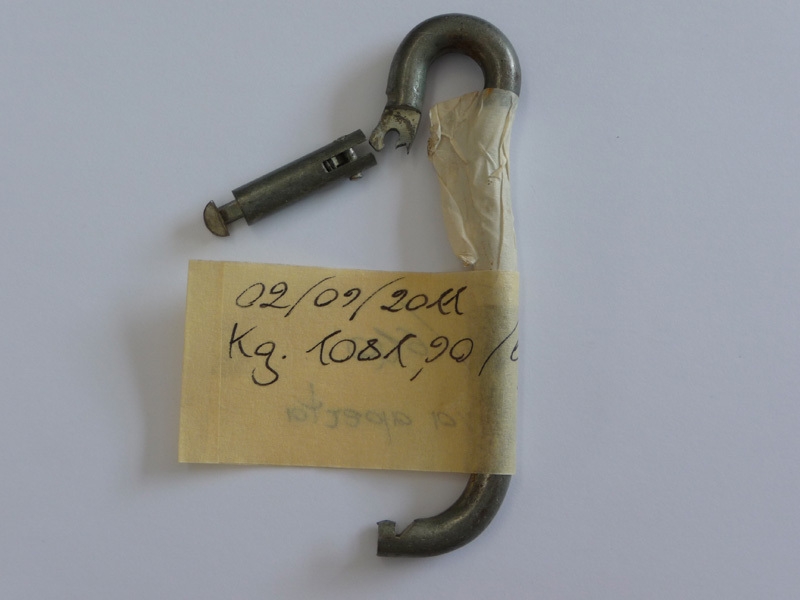 Carabiners used at belay stations