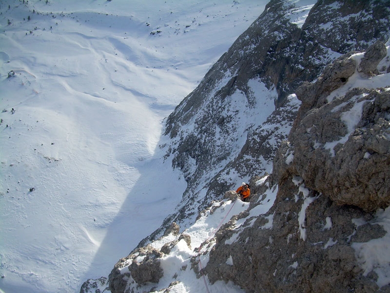 Pilastro Magno, Sassolungo, first winter ascent