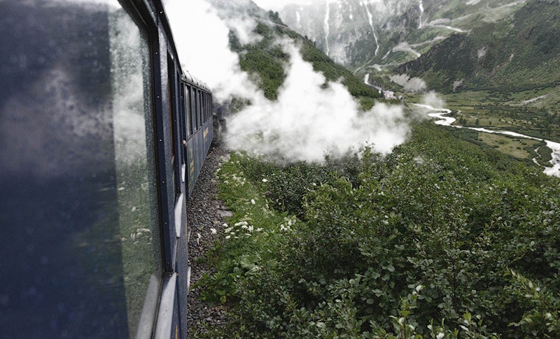 Walking and traveling by train