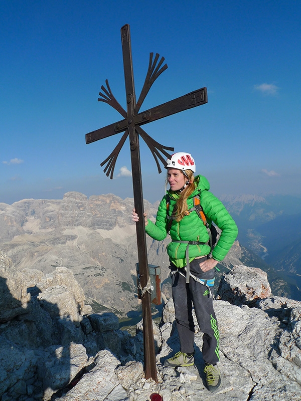 Maja Vidmar climbing in the Dolomites