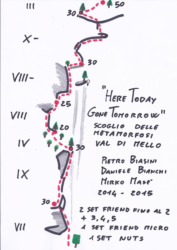 Val di Mello, Scoglio delle Metamorfosi, Here today gone tomorrow, Daniele Bianchi, Pietro Biasini, Mirko Masè