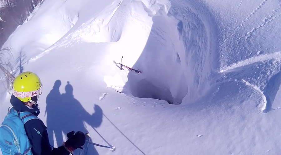 Freeride skiing: miracle freerider on Monte Canin in the Julian Alps