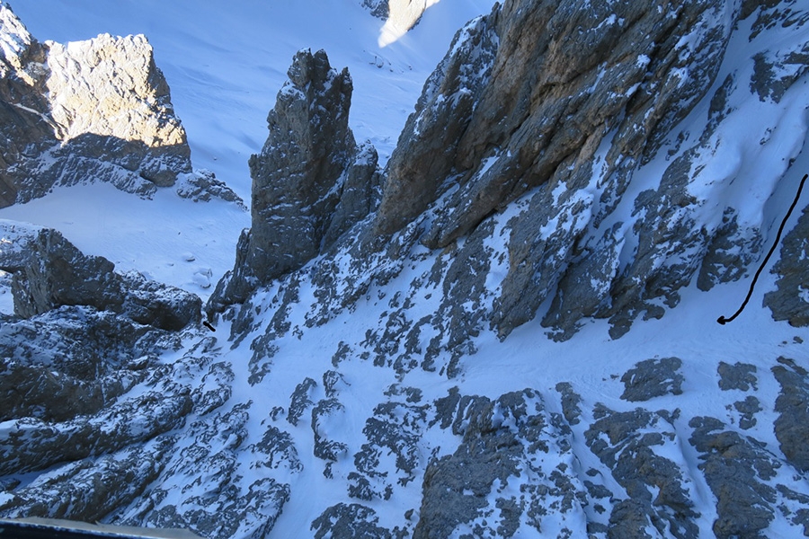 Sci estremo, Hermann Comploj, Spallone del Sassolungo, Dolomiti