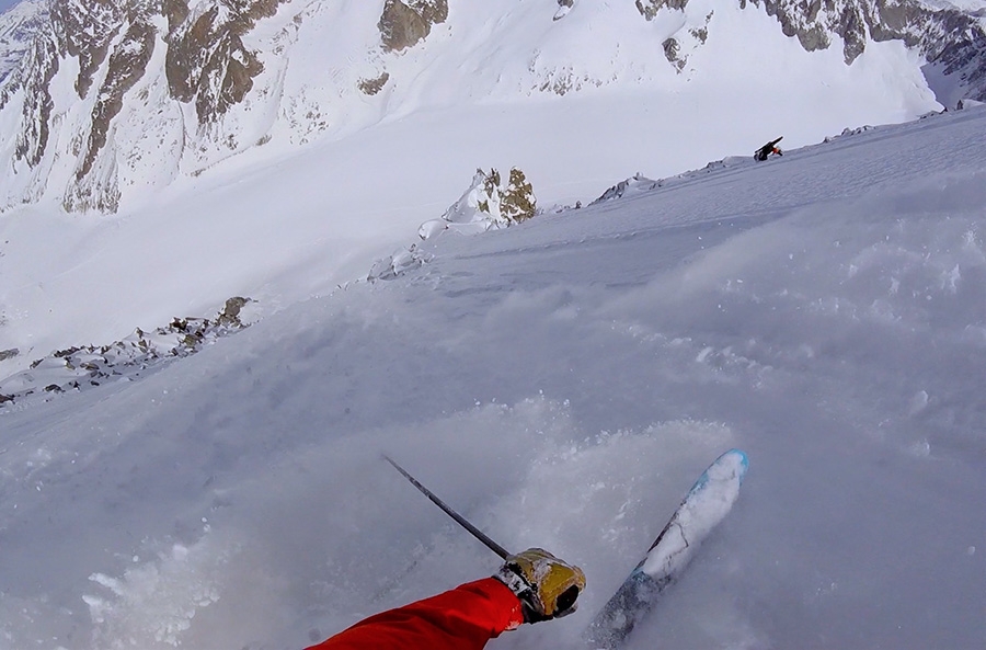 Extreme skiing, Les Courtes, Austrian route, Mont Blanc