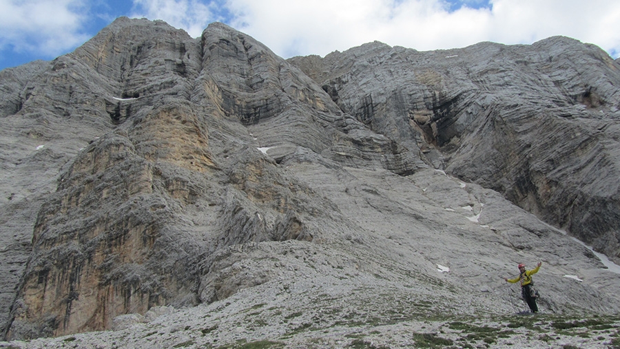 Via Delirio Giallo, Torre Prosser, Cestün, Sasso delle Dieci, Cunturines, Dolomites, Walter Polidori