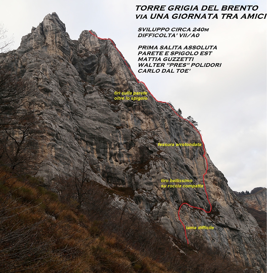 Valle del Sarca, Torre Grigia del Brento, Una giornata tra amici, Mattia Guzzetti, Walter Polidori, Carlo dal Toè