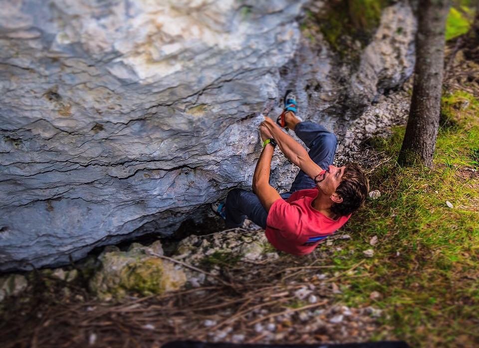 Bouldering at Cortina d'Ampezzo, Dolomites, Luca Zardini