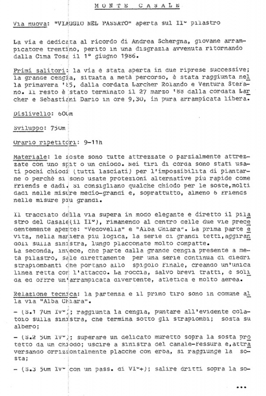 Viaggio nel Passato, Monte Casale, Rolando Larcher