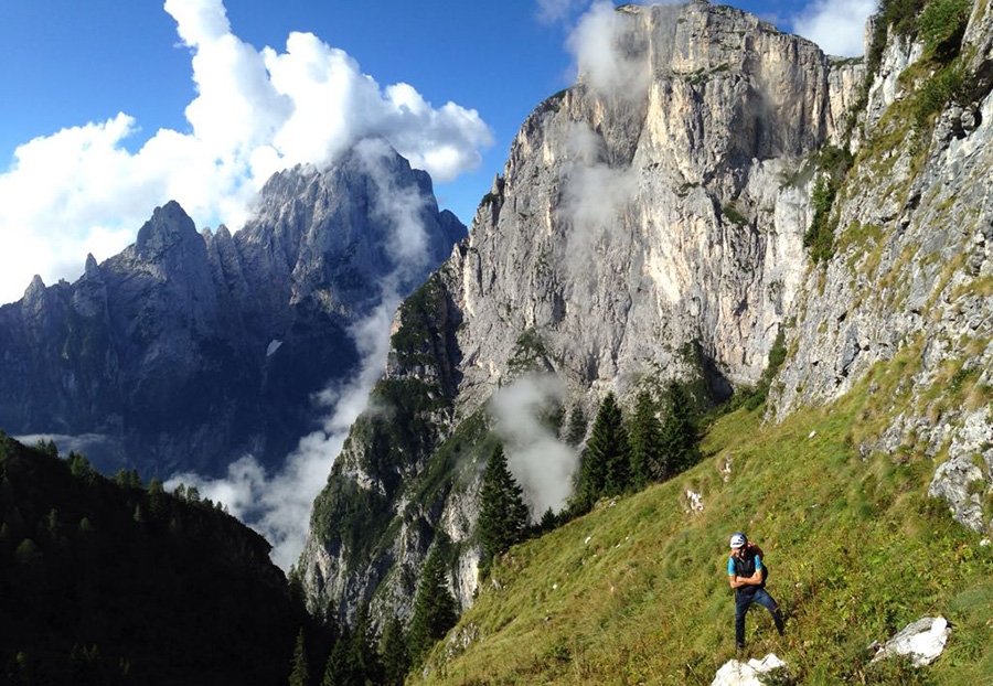 Pale di San Lucano Dolomiti, Via dei Pòpi in azione, Jacopo Biserni, Arturo Dapporto