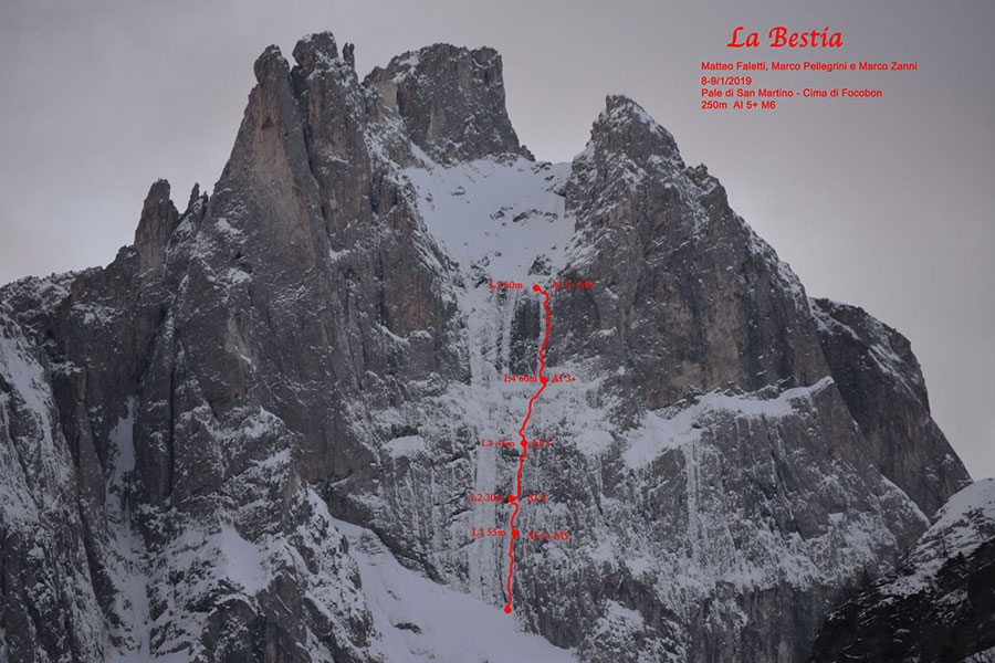 Cima del Focobon, Dolomiti, Matteo Faletti, Marco Pellegrini, Marco Zanni