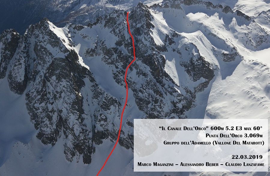 Punta dell’Orco, Adamello, Alessandro Beber, Claudio Lanzafame, Marco Maganzini