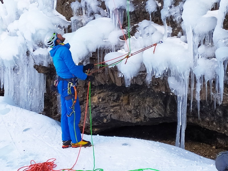 Val Travenanzes Dolomites ice climbing