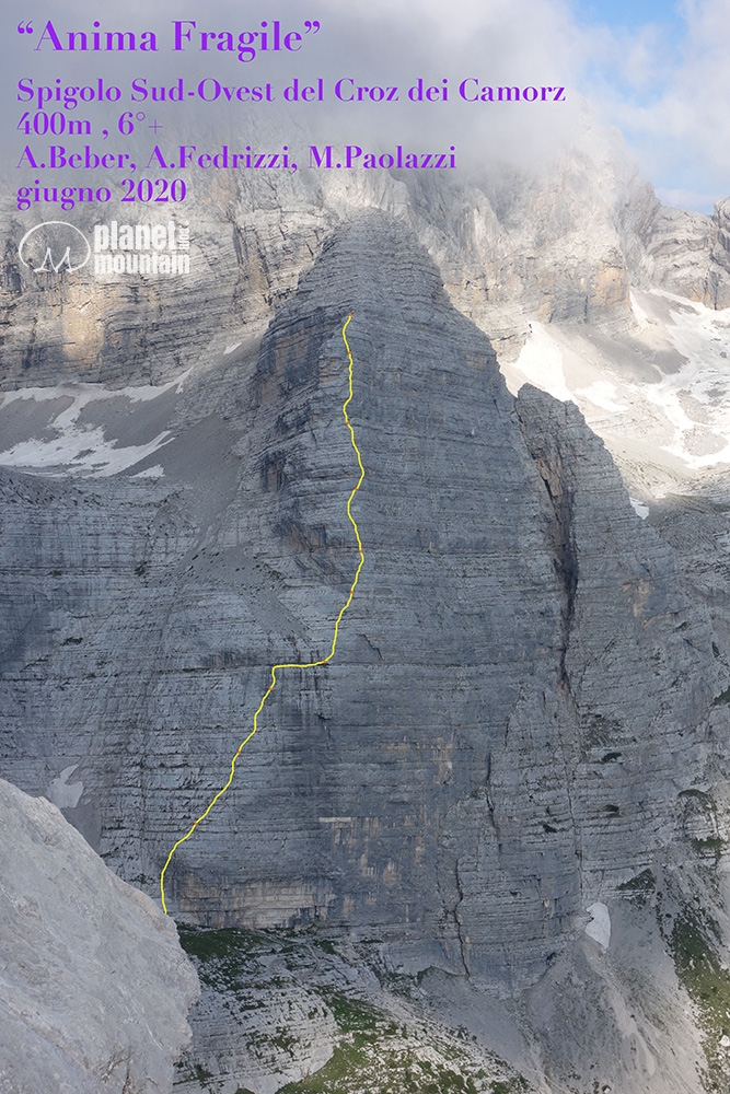 Anima Fragile, Col dei Camorz, Civetta, Dolomites, Alessandro Beber, Alberto Fedrizzi, Martina Paolazzi