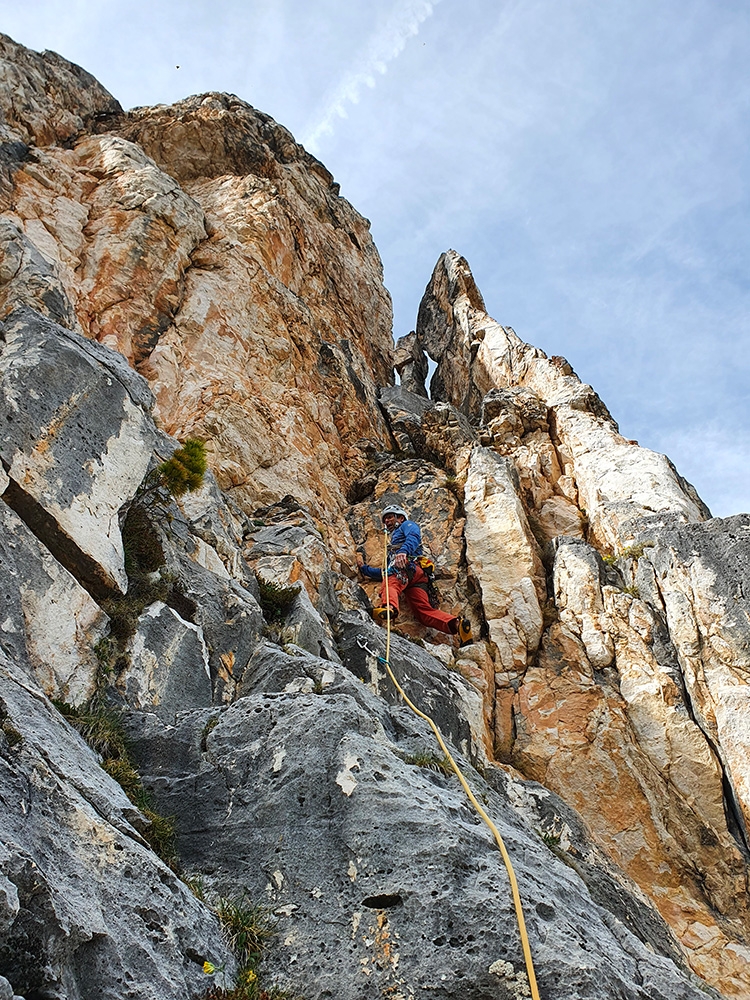 L'apprendista, Campanile di Gardeccia, Catinaccio, Dolomiti, Marco Bozzetta, Giovanni Andriano
