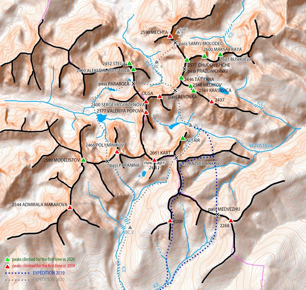 South Muysky Ridge, Siberia, Peak Kart, Peak Mechta