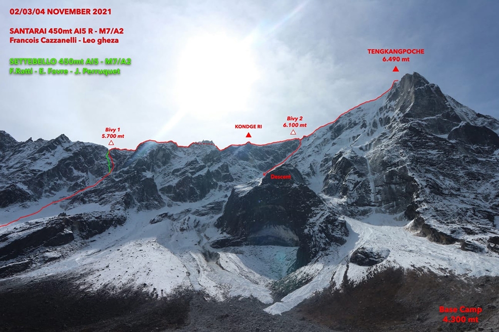 Kondge-Ri, Tengkangpoche, Nepal, Roger Bovard, François Cazzanelli, Emrik Favre, Leonardo Gheza, Jerome Perruquet, Francesco Ratti