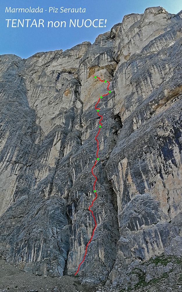 Marmolada, Dolomiti, Piz Serauta, Tentar non nuoce, Rolando Larcher, Tiziano Buccella, Geremia Vergoni