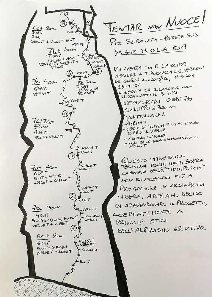 Marmolada, Dolomiti, Piz Serauta, Tentar non nuoce, Rolando Larcher, Tiziano Buccella, Geremia Vergoni