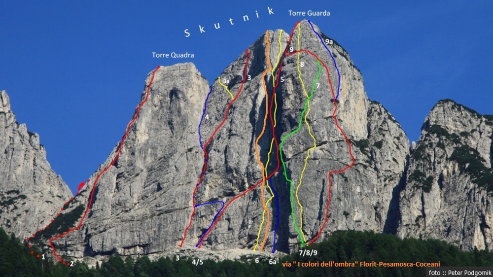 I colori dell’ombra, Torre Guarda, Mangart, Julian Alps, Mauro Florit, Daniele Pesamosca