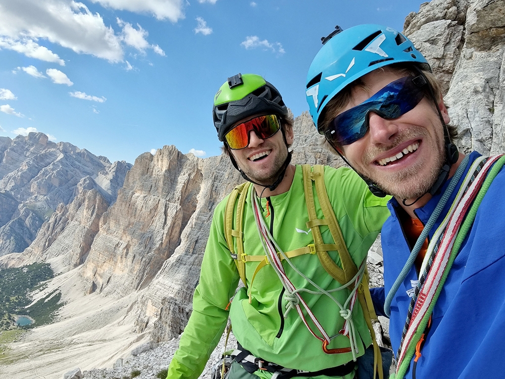 La vita è bella, Lagazuoi, Dolomites, Simon Messner, Martin Sieberer, Barbara Vigl 