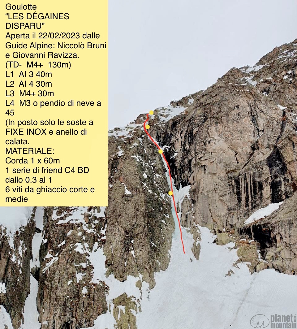 Torrione d'Entrèves, Goulotte Les Dégaines disparu, Niccolò Bruni, Giovanni Ravizza