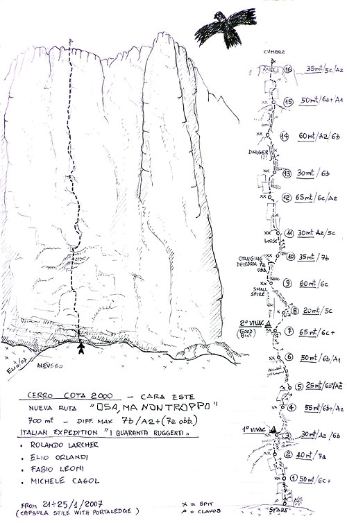 I 40 ruggenti e 'Osa, ma non troppo', Cerro Cota 2000 (Paine, Patagonia)