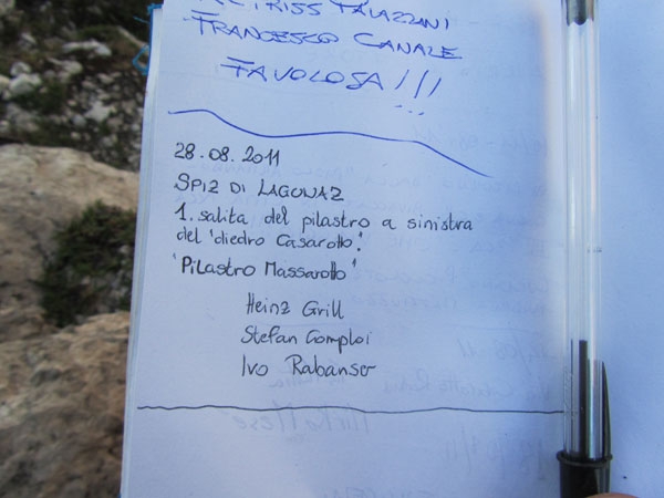 Via Pilastro Massarotto Spiz di Lagunàz, Pilastro Massarotto, Pale di San Lucano