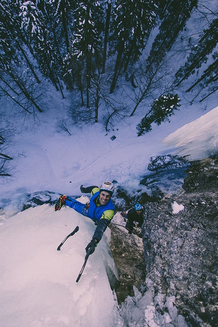 L'ultima Frangia Val Brenta Bassa - L'ultima Frangia: Claudio Migliorini durante la prima libera in Val Brenta il 15/02/2017 insieme a Alessandro Baù © Matteo Pavana