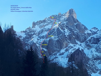 Via degli Allievi Cimon della Pala - Via degli Allievi: Cimon della Pala, Pale di San Martino, Dolomiti