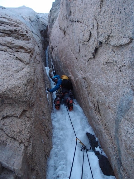 Corrado Korra Pesce - Corrado 'Korra' Pesce on the Exocet route, (500m, WI5, 5.9) Cerro Standhardt in Patagonia.