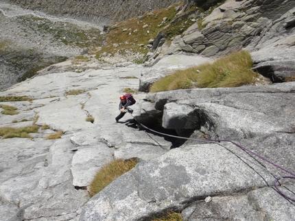 Via Gotica - Il diedro-cammino d'uscita di L6