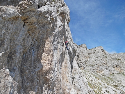 Covid Line Scoglio della Sassetelli - Covid Line: Scoglio della Sassetelli (Monte Terminillo) Appennino Centrale, Pino Calandrella primo tiro