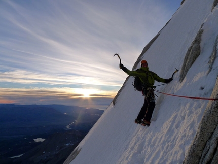 Aguja Poincenot, Fitz Roy, Patagonia - Whillans route. On the ramp.