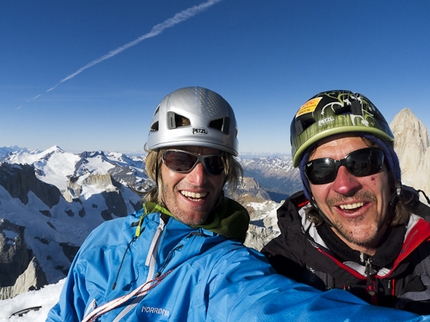 Torre Egger, Patagonia - Bjørn-Eivind Årtun and Ole Lied during the first ascent of  Venas Azules, the fantastic new route established in December 2011 up the South Face of Torre Egger, Patagonia.