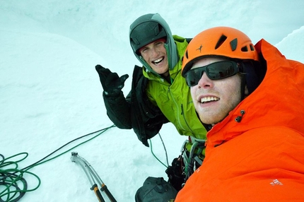 Cerro Torre - Hayden Kennedy and Jason Kruk on the summit of Torre Egger, December 2012.