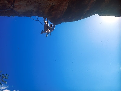 Lumignano Brojon - Simone Barbiero climbing Il Joker 6c+.
