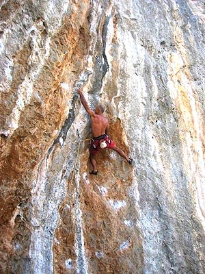 Odyssey, Kalymnos - Odyssey, Kalymnos: Aris Theodoropoulos climbing Polyfimos 7c.
