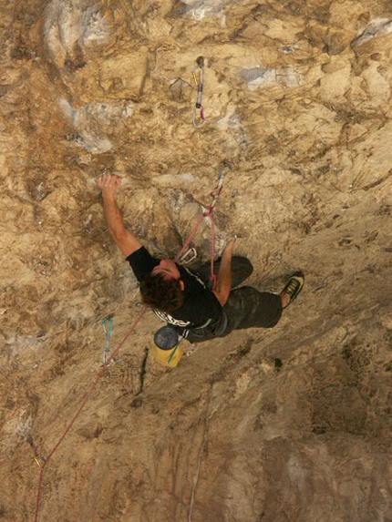 Misja Pec - Slovenia - Andrea Polo climbing 'Talk is cheap' 8c at Misja Pec, Slovenia.
