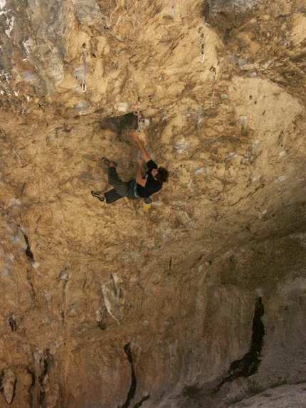 Misja Pec - Slovenia - Andrea Polo climbing 'Talk is cheap' 8c at Misja Pec, Slovenia.
