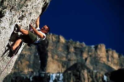 Pian Schiavaneis, Dolomites - Davide Crescenzio climbing at Pian Schiavaneis, Dolomites
