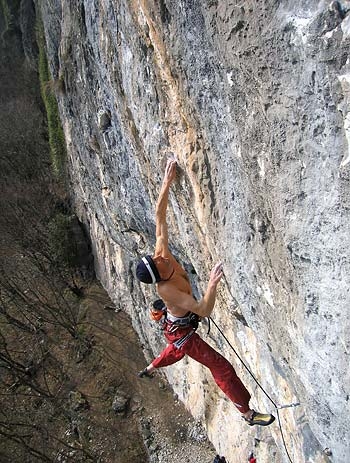 Riccardo Scarian su Drumtime 8c+. -  Stefano Brondolo
