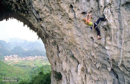 Yangshuo, China - Monique Forestier, Pegasus (5.11b), Moon Hill, near Yangshuo, China.